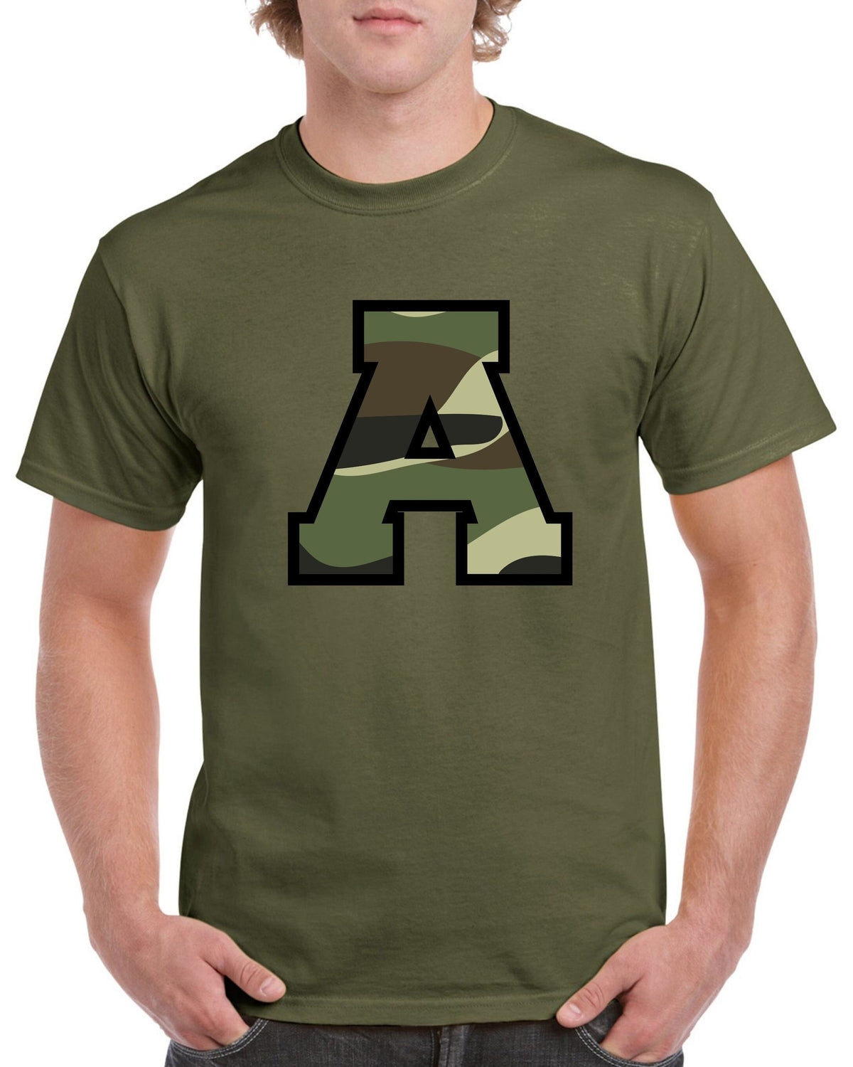 Mens Adults Camo Camouflage Alphabet Print Initial T Shirt Tee AZ In 10 Colours Graphic Tee – Premium Graphic · Trending Graphic Apparel