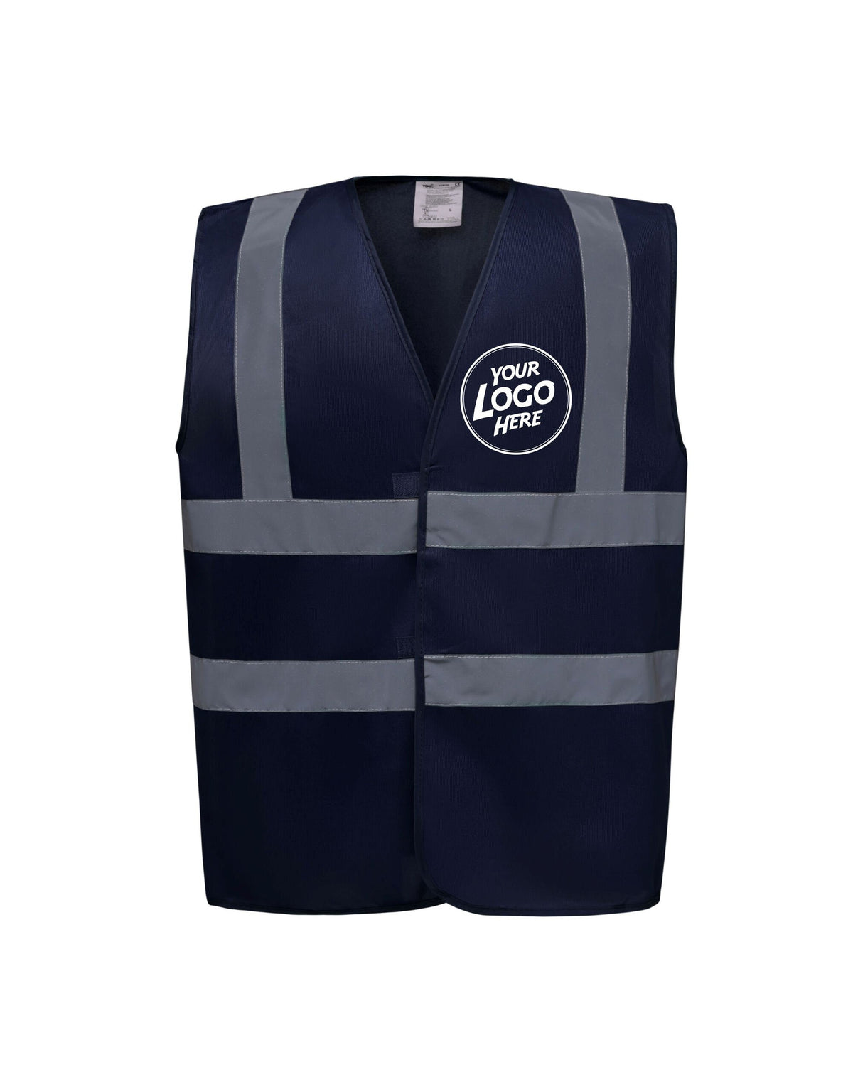 Personalised Navy Blue Enhanced Hi Vis Vest Custom Work Shirts For Men Printed Front Back Vest Workwear Text Or Logo Hospitality Working Graphic Tee – Feel-Good Design · Trending Graphic Apparel