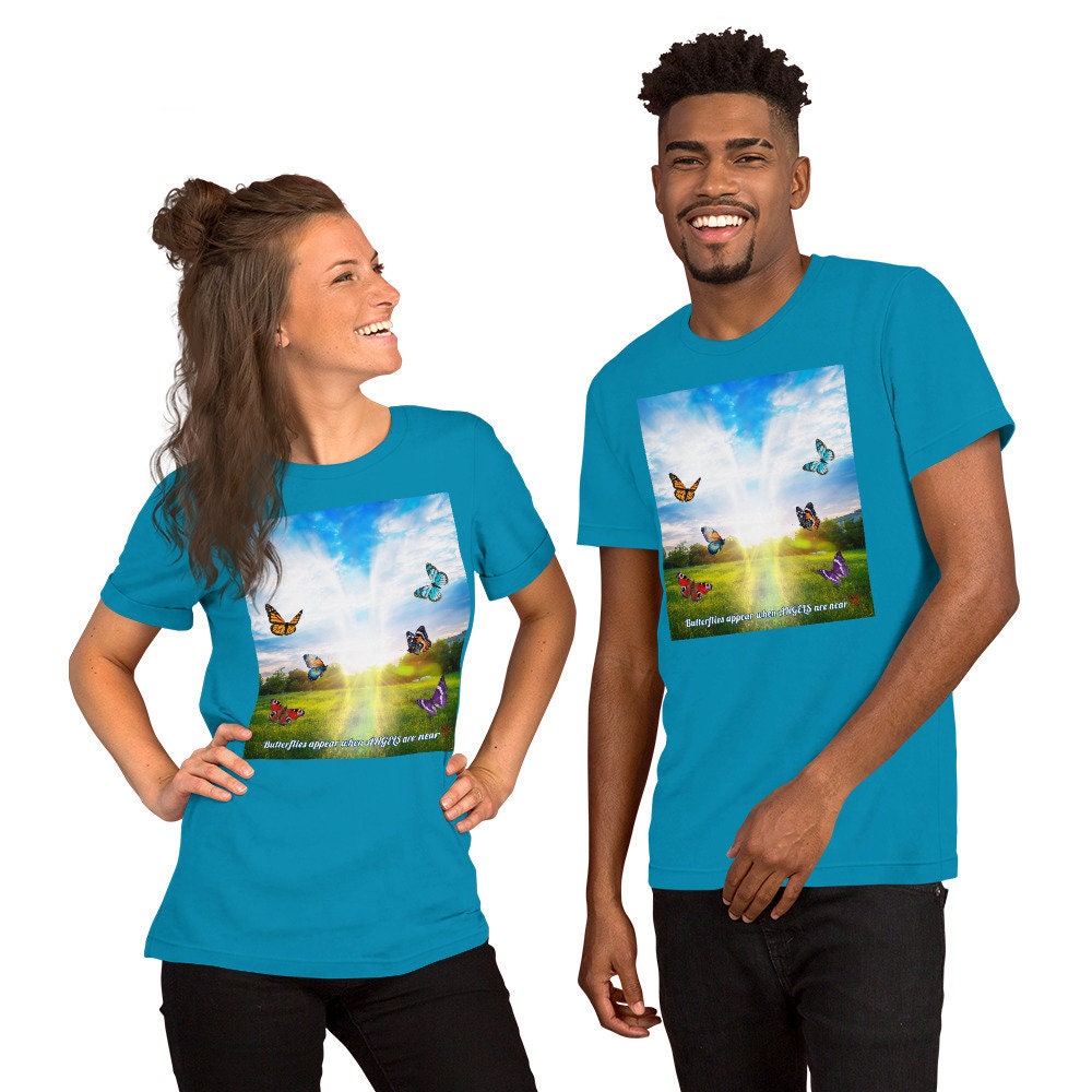 Butterflies Appear When ANGELS Are Near Unisex Soft T shirt Graphic Tee – Easygoing Wear · Perfect For Daily Wear
