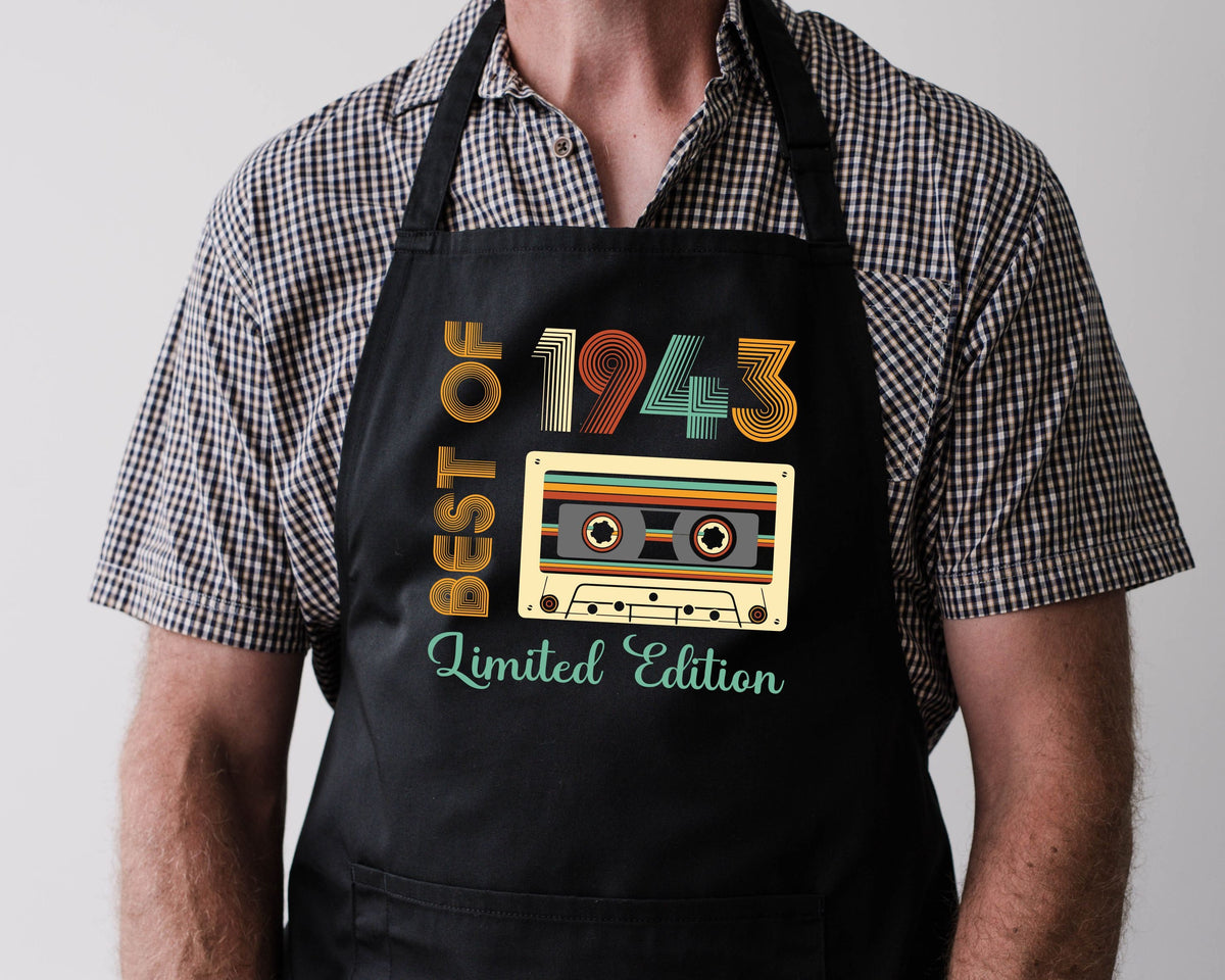 Baking Apron 81st Birthday Apron 81st Gifts Cooking 81 Years Old Apron Bbq Summer Limited Edition Best Of 1943 Limited Edition Graphic Tee – Everyday Comfort · High-Quality Print