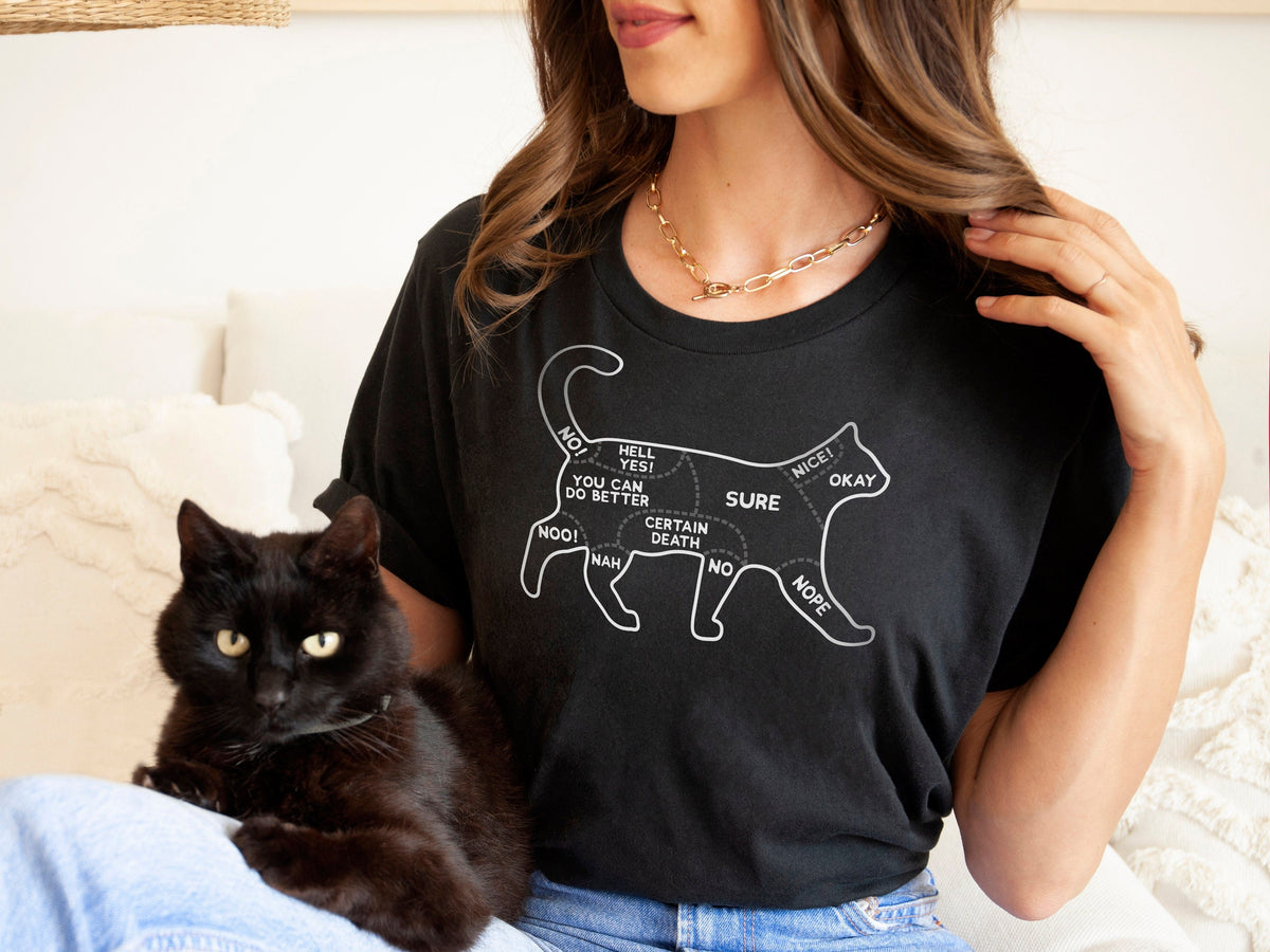 Cat TShirt Cat Petting Chart Shirt Petting Your Cat Diagram TShirt Cat Owner TShirt Graphic Tee – Bold Style · High-Quality Print