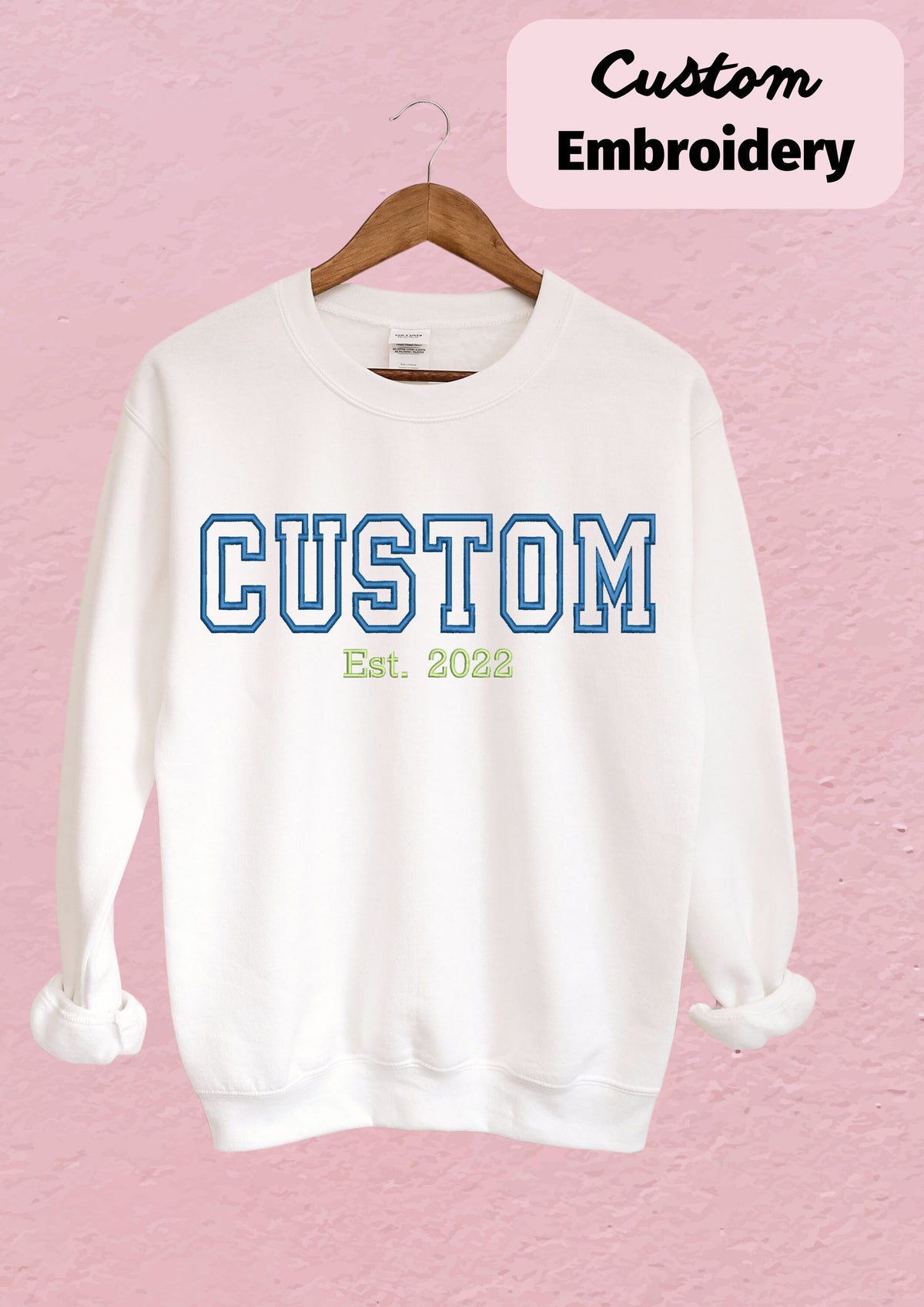 Custom Embroidered Sweatshirt Personalized Straight Curved Text Crewneck Custom Embroidery Embroidered Sweatshirt Father39s Day Gift Sweatshirt – Premium Graphic · Top Pick For Any Outfit