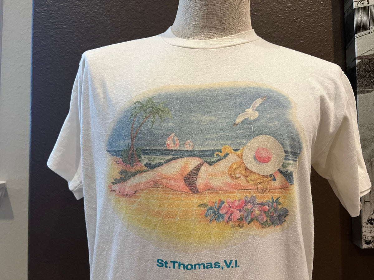 Vintage 8039s Beach View St Thomas Virgin Islands White T Shirt Size L Graphic Tee – Warm & Stylish · Trending Graphic Apparel