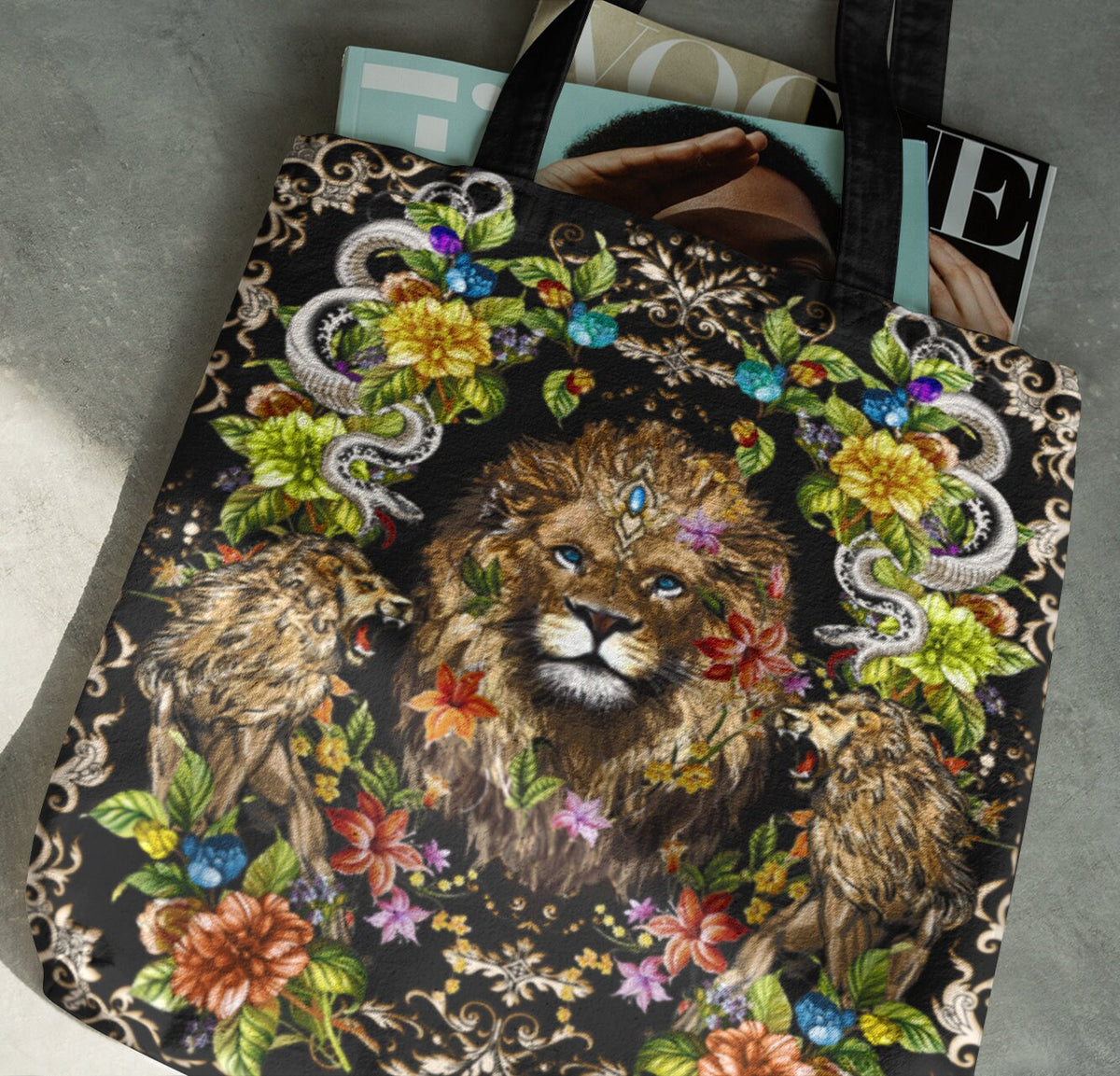 Lion Animal Tote Leo Zodiac Graphic Africa Hippie Print Trendy Shoulder Bag Aesthetic Handbag Stylish Purse Gift Colorful Boho Art Tote Bag – Bold Style · Great Gift For Fans