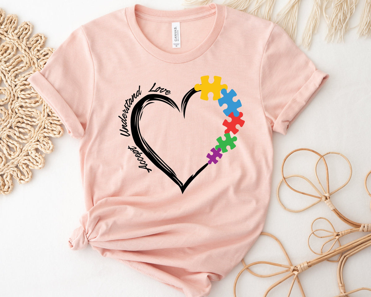 Autism Shirt Accept Understand Love Autism Awareness Month Autism Support T Shirt Gift For Special Education Teacher Puzzle Piece Shirt Graphic Tee – Feel-Good Design · High-Quality Print