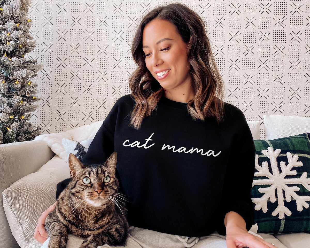 Cat Mama Sweatshirt Cat Mum Sweatshirt Cat Mom Sweatshirt Womens Cats Sweater Cat Lover Sweatshirt Cat Owner Gift Sweatshirt – Premium Graphic · Great Gift For Fans
