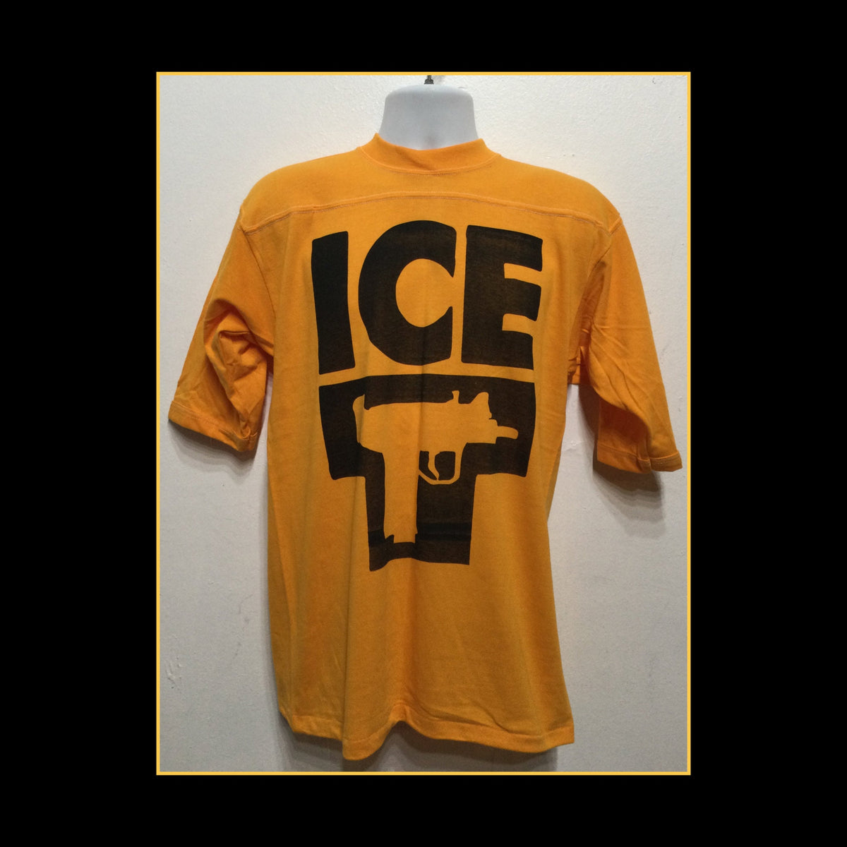 Vintage printed deep yellow athletic style T shirt quotICE Tquot Size medium 38 40 Graphic Tee – Feel-Good Design · High-Quality Print