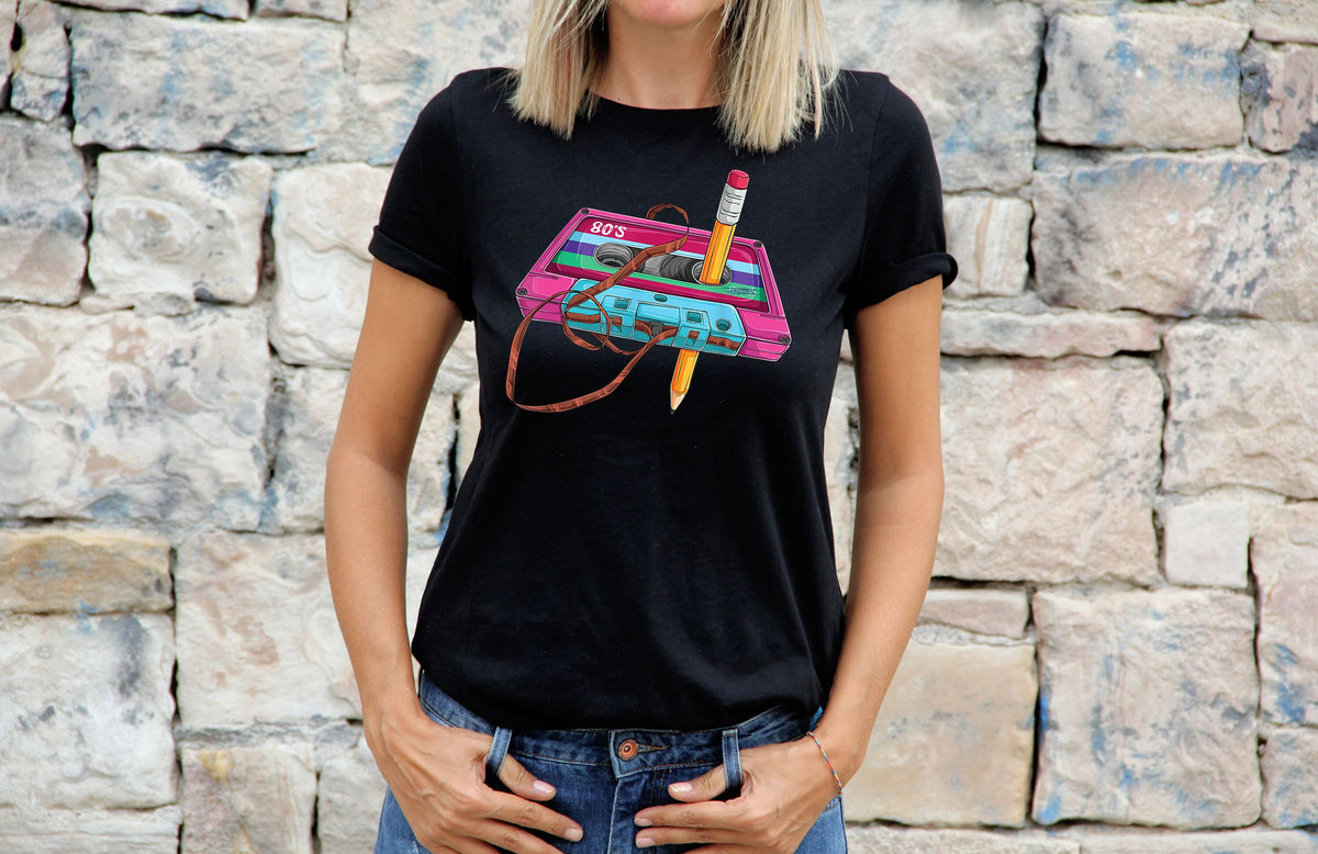 Women39s Ladies Retro 80s Fancy Dress Cotton TShirt Cassette Tape Weekend Party Weekender Graphic Tee – Everyday Comfort · Great Gift For Fans