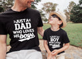 Dad Of Boys ShirtMatching Dad and Son ShirtJust A Dad Who Loves His Boys ShirtDaddy and Me ShirtGift for Dad and His Boys Shirt Graphic Tee – Warm & Stylish · Great Gift For Fans