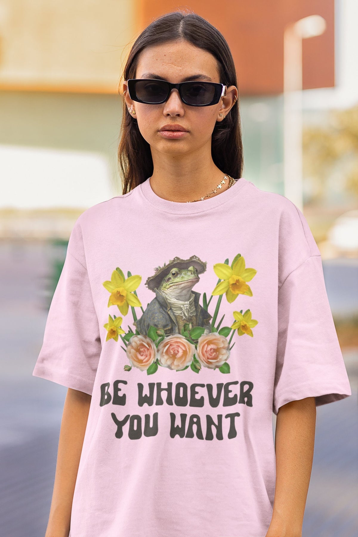 Funny Frog Lover Tee Shirt with Flowers Be Whoever You Want Funny Animal Tee Shirt with Positive Affirmation Cute and Weird Frog TShirt Graphic Tee – Warm & Stylish · Must-Have Style