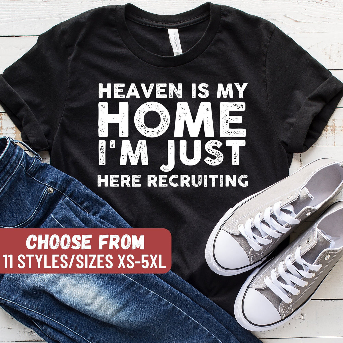 Christian Shirt Pastor Shirt Christian Gifts Funny Priest Shirt Religious Shirt Heaven Is My Home I39m Just Here Recruiting TShirt Graphic Tee – Easygoing Wear · Top Pick For Any Outfit