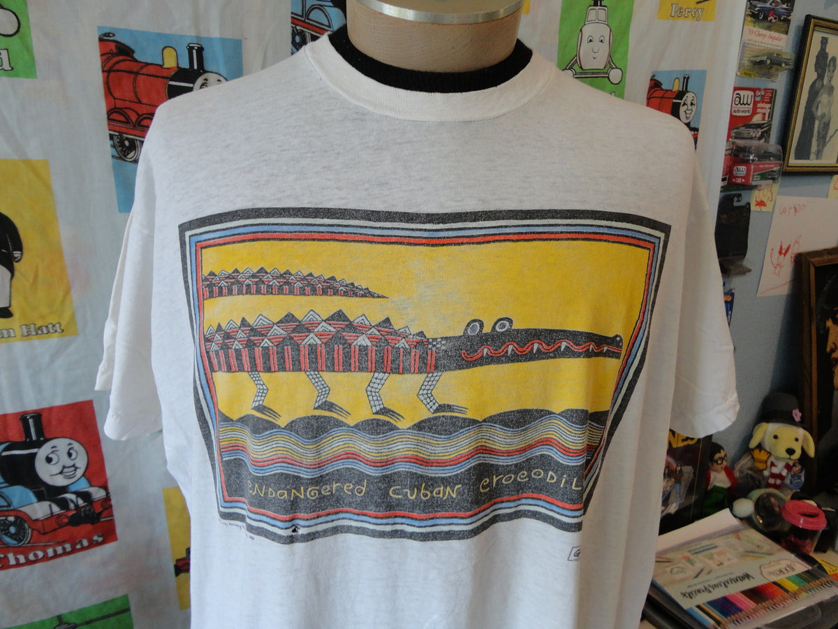 Vintage 8039s Judy Kensley Mckie Crocodile Art Endangered Species Greenpeace 1987 T Shirt XL Graphic Tee – Warm & Stylish · Perfect For Daily Wear