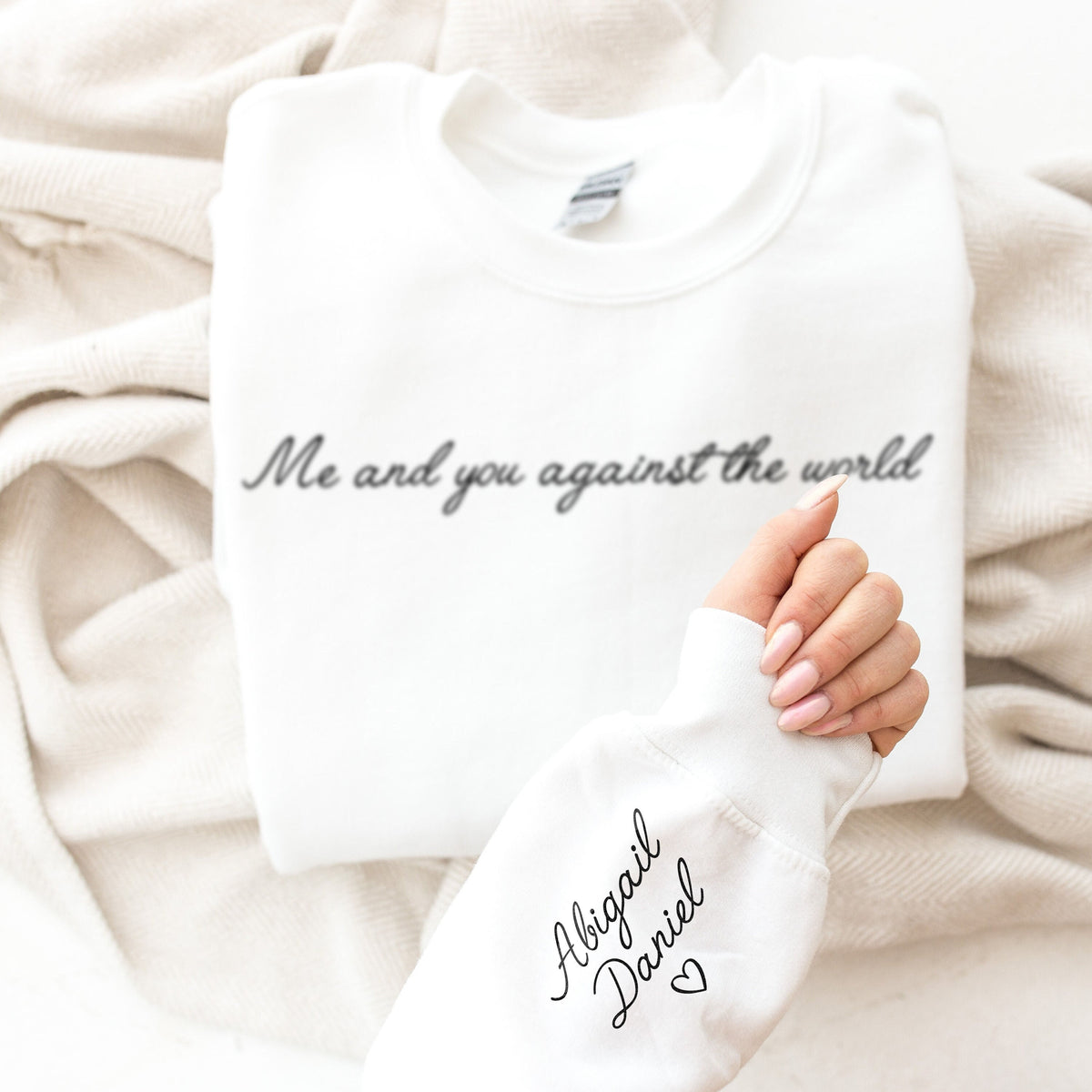 Personalised Couples Sweatshirt Name On Sleeve Sweater Engagement Gift for Couples His And Hers Sweatshirt For Couples Sweatshirt – Everyday Comfort · Perfect For Daily Wear