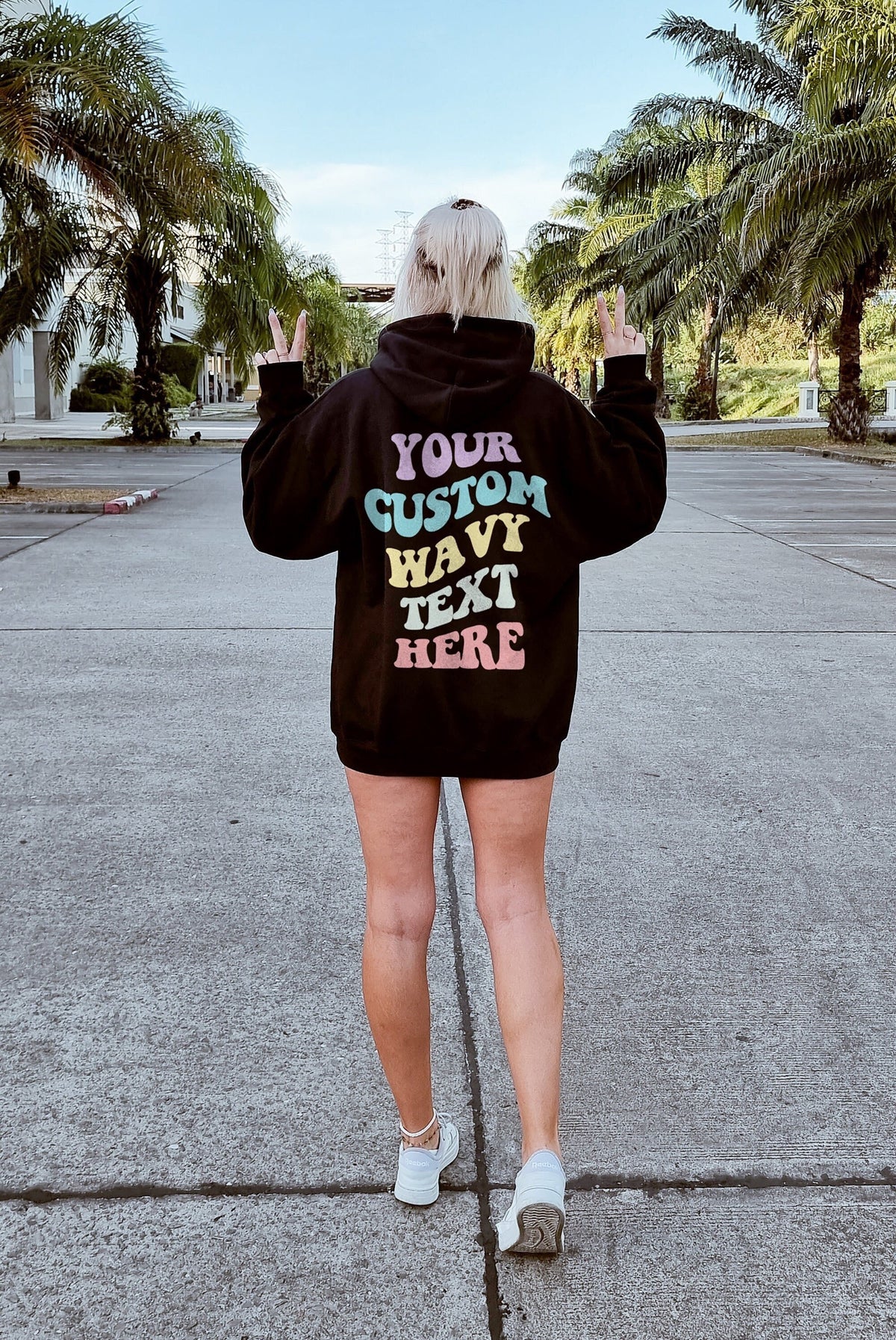 Personalised Retro Print Hoodie Custom Text Retro Font Hoodie Back Print Personalized Wording Retro Hoodie With Words On Back Hoodie – Easygoing Wear · High-Quality Print