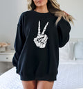 Skeleton Hand Peace Sign Sweatshirt Goth Clothing Grunge Rock Gothic Emo Sweater Sweatshirt – Easygoing Wear · Perfect For Daily Wear