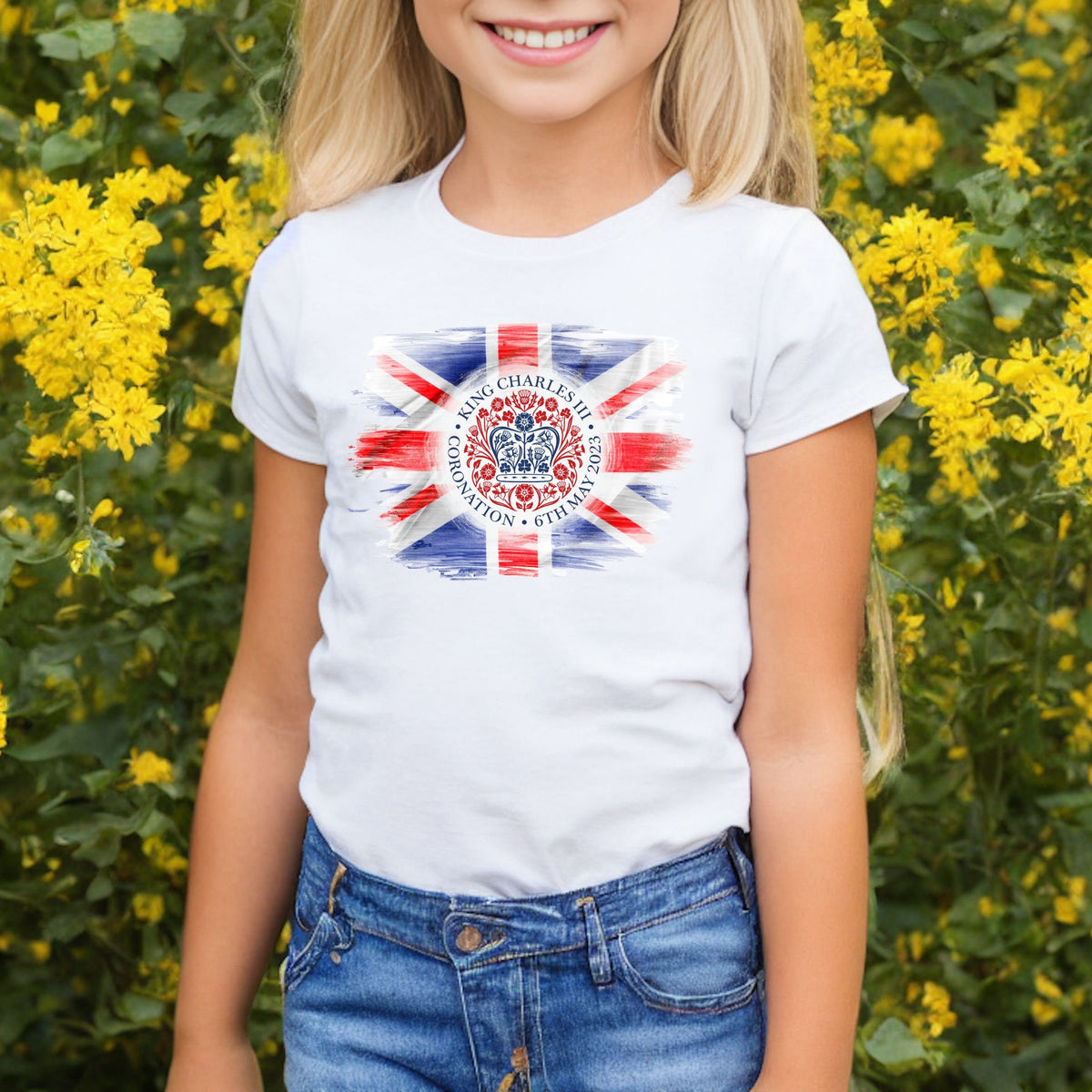 Kings Coronation Party Kids Childs T Shirt Union Jack King Charles III Royal Family Crown Graphic Tee – Aesthetic Look · Top Pick For Any Outfit