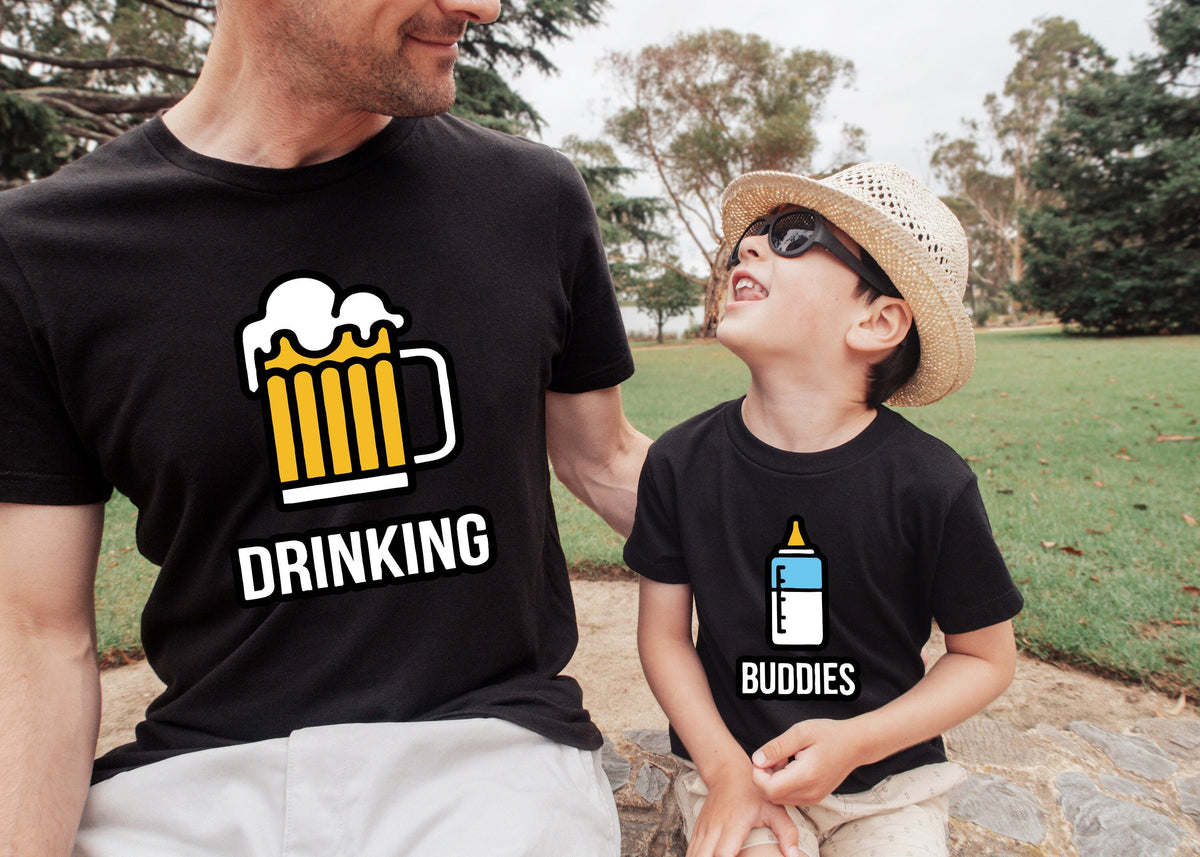 Daddy and me Shirt Drinking Buddies Milk and Beer Family Matching Shirts Father and Son Father and Daughter New Dad Gift Dad and Son Graphic Tee – Fan Favorite · Must-Have Style