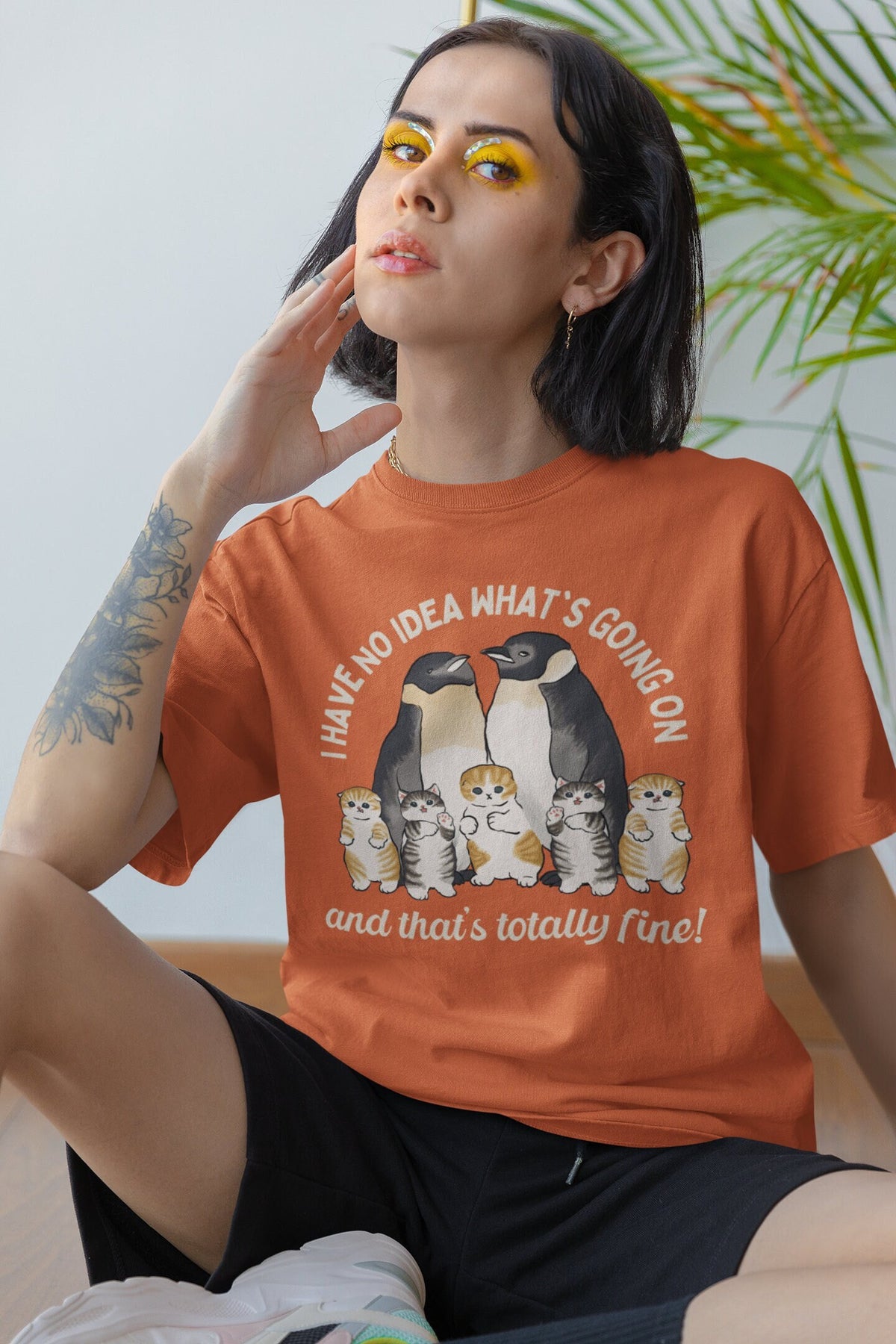 Funny Animal Tee Shirt for Penguin Lover I Have No Idea What39s Going On Gift for Cat Mom or Dad Cozy Aesthetic TShirt for Animal Lover Graphic Tee – Everyday Comfort · Great Gift For Fans