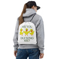 Are you DUCKING ME Drawstring bag Hold up to 35lbs Tote Bag – Warm & Stylish · Trending Graphic Apparel