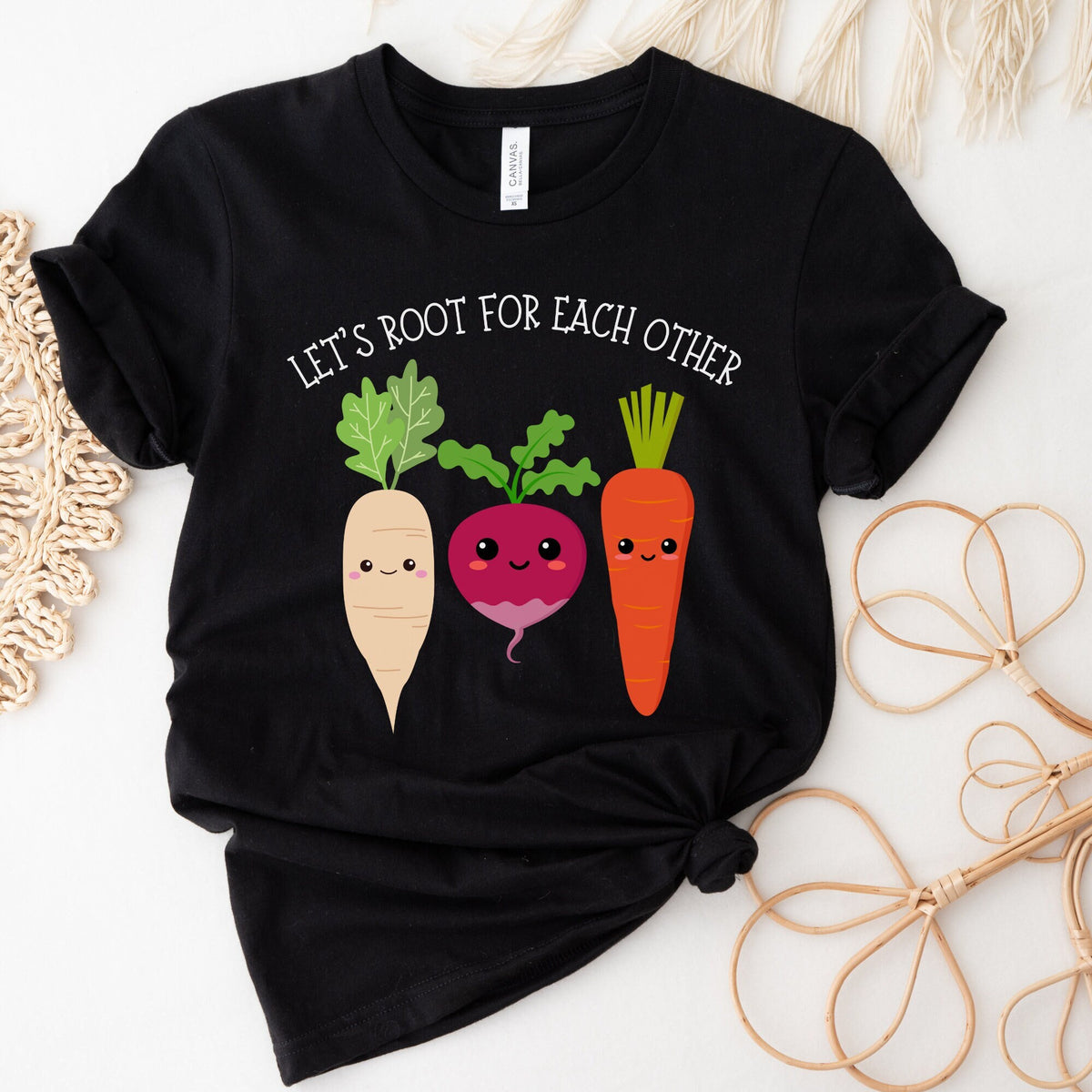 Lets Root for Each Other Shirt Vegetable Shirt Vegetarian Gift Plant Lover Shirt Inspirational Shirt Funny Plant Shirt Let39s Root For Graphic Tee – Soft Feel · High-Quality Print