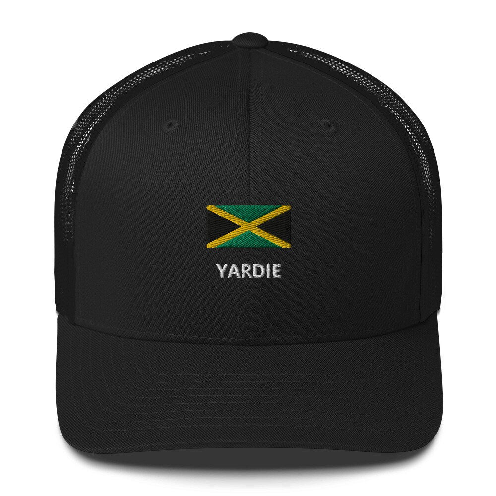 Jamaican Flag Yardie Trucker Cap Wah Gaawn Graphic Tee – Warm & Stylish · High-Quality Print