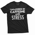 Men39s funny graduation T shirt I majored in stress and caffeine High school College graduation Teeshirt grad ceremony tee Graphic Tee – Aesthetic Look · Trending Graphic Apparel