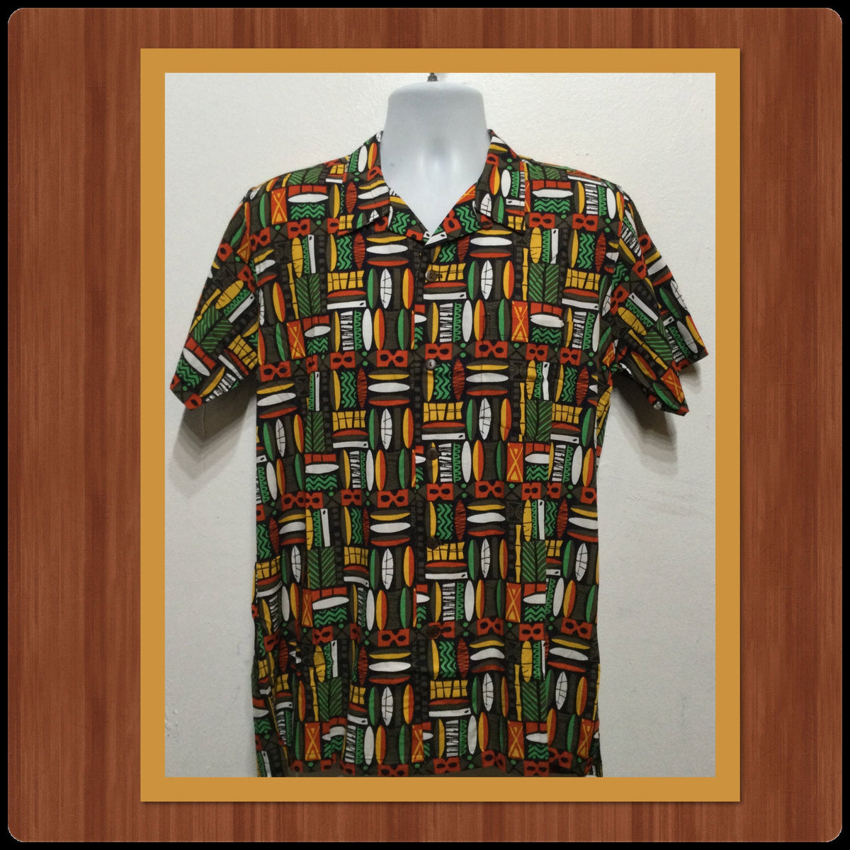AT025 Americana 195039s style rayon atomic tiki print shirt By Atomik Tiki Graphic Tee – Bold Style · High-Quality Print