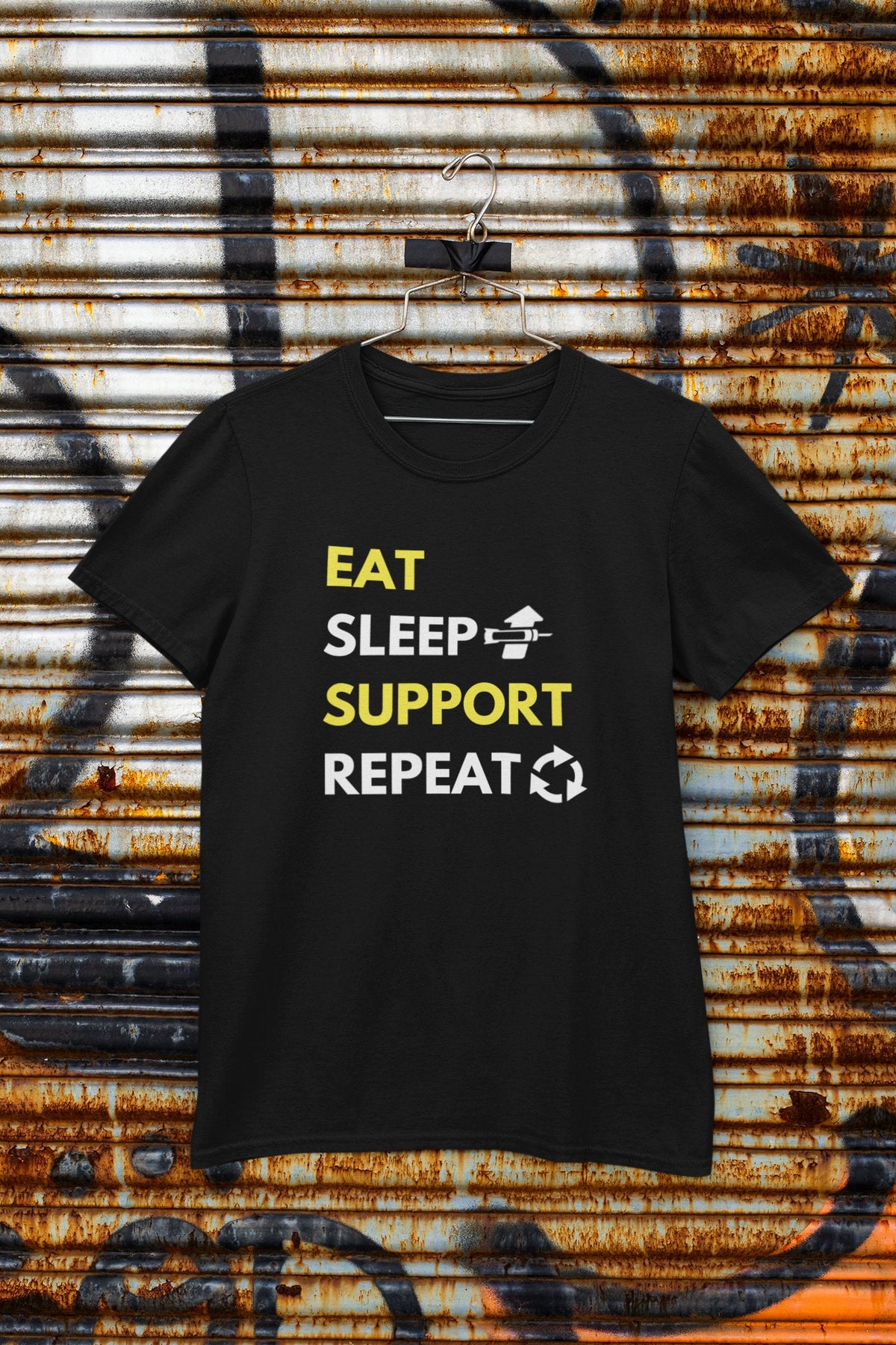 Overwatch 2 Eat Sleep Support Repeat Gaming T Shirt Black Unisex T Shirt Perfect Gift for Gamers and Overwatch Fans Graphic Tee – Easygoing Wear · Must-Have Style