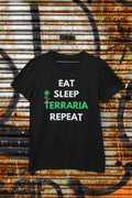 Terraria Eat Sleep Terraria Repeat T Shirt Gaming T Shirt Black Unisex T Shirt Perfect Gift for Gamers and Terraria Fans Graphic Tee – Soft Feel · Perfect For Daily Wear
