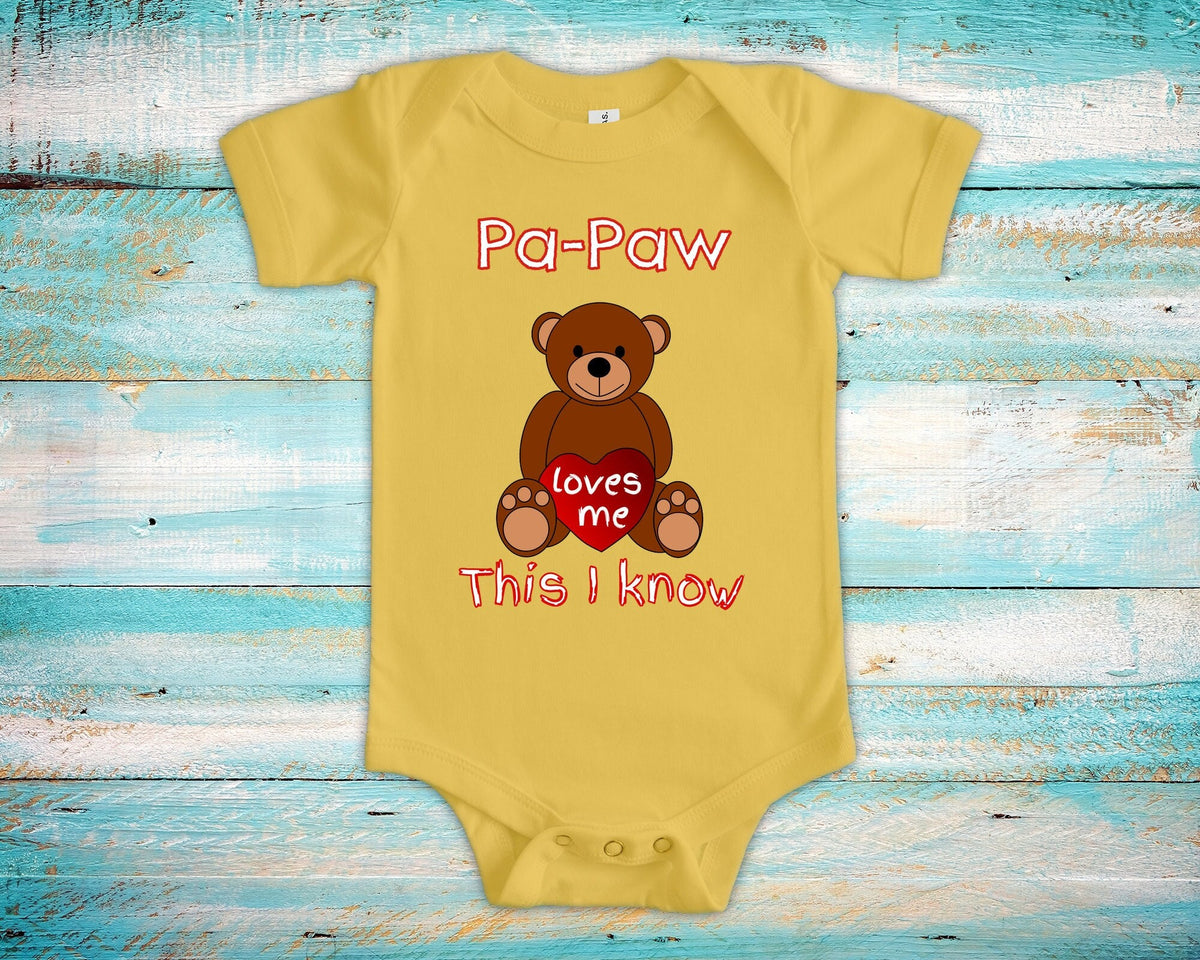 PaPaw Loves Me Cute Grandpa Name Bear Baby Bodysuit Tshirt or Toddler Shirt Special Grandfather Gift or Pregnancy Reveal Announcement Graphic Tee – Easygoing Wear · Top Pick For Any Outfit