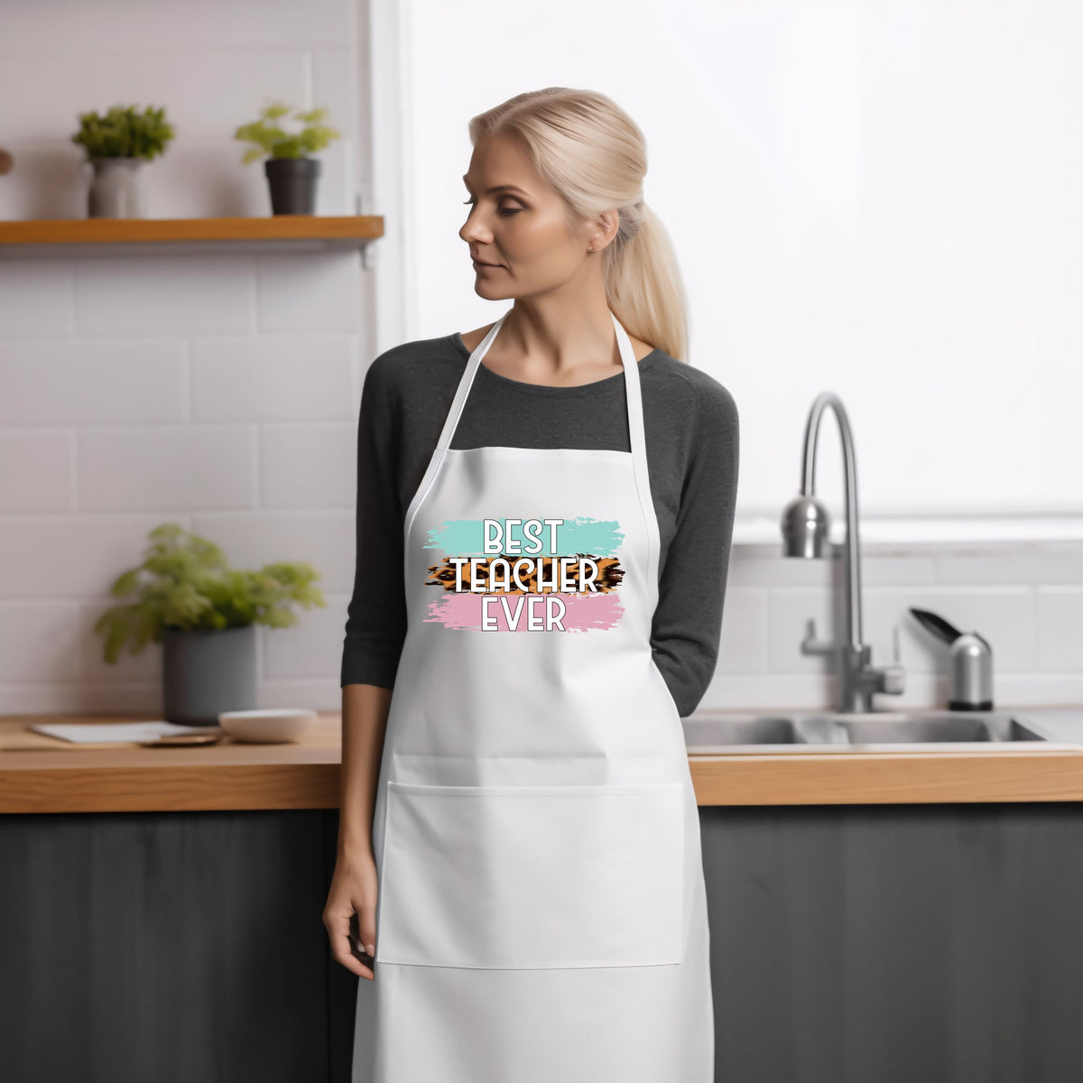Baking Apron Teacher Appreciation Gifts For Men Or Women Cooking Apron Leaving School Gift Best Teacher Ever Graphic Tee – Aesthetic Look · High-Quality Print