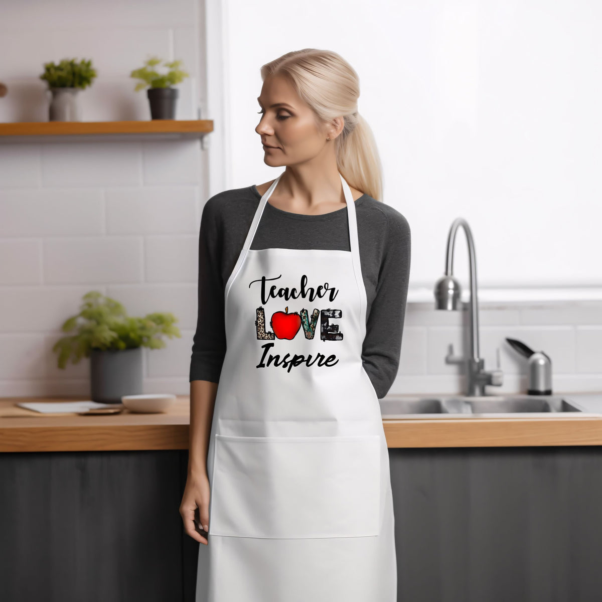 Baking Apron Teacher Appreciation Gifts For Men Or Women Cooking Apron Leaving School Gift Teacher Love Inspire Graphic Tee – Everyday Comfort · Top Pick For Any Outfit