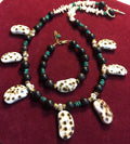 Jewelry Set Buri Beads with Turquoise Coral Brass Accents Natural Tiger Cowrie Shell Drops Necklace Matching Bracelet with GF clasp Graphic Tee – Aesthetic Look · Must-Have Style