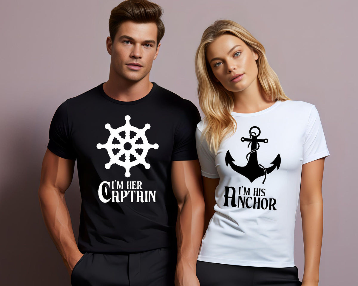 His And Hers Gifts Matching Couples Shirt Mr And Mrs TShirt Im Her Captain Im His Anchor Graphic Tee – Warm & Stylish · Top Pick For Any Outfit
