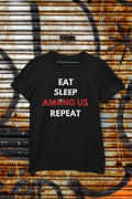 Among Us Eat Sleep Among Us Repeat T Shirt Gaming T Shirt Black Unisex T Shirt Perfect Gift for Gamers and Among Us Fans Graphic Tee – Feel-Good Design · Perfect For Daily Wear
