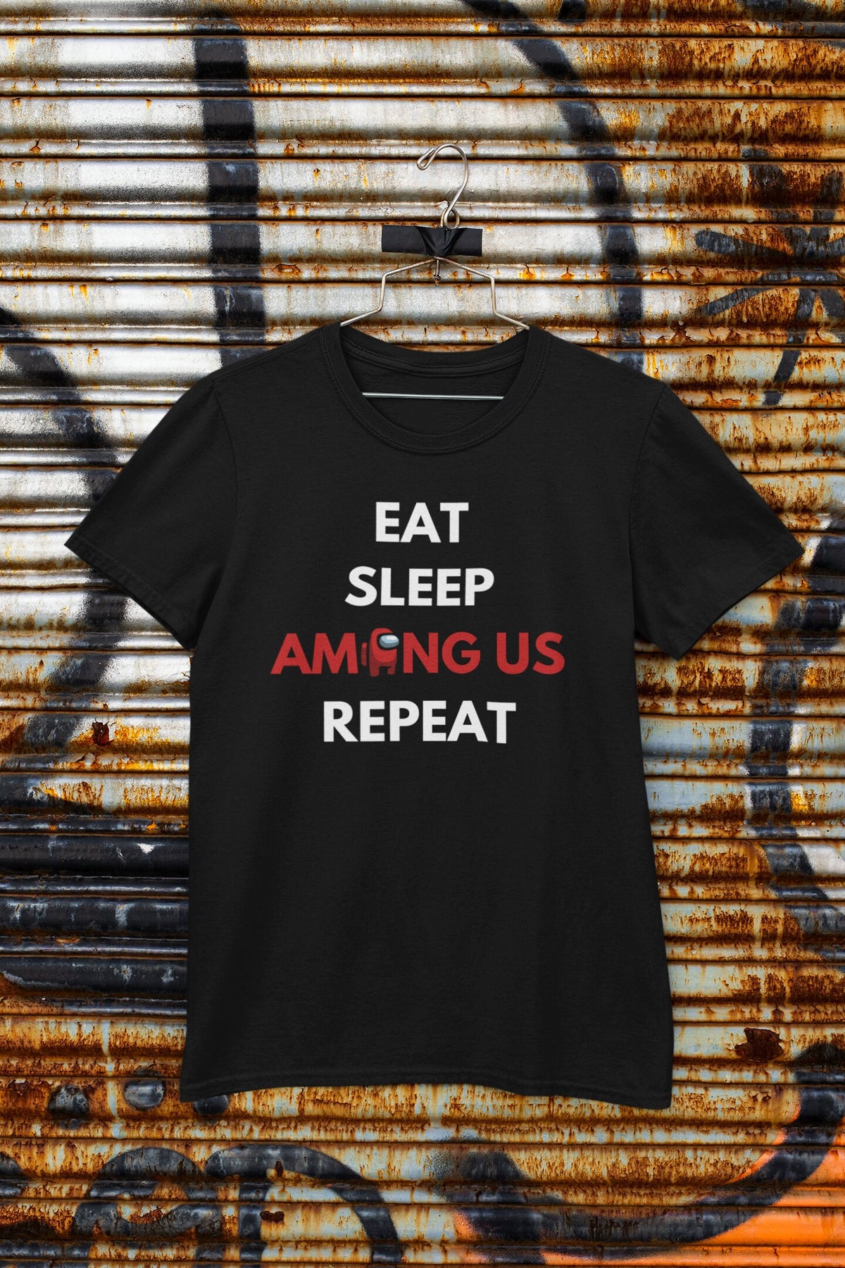 Among Us Eat Sleep Among Us Repeat T Shirt Gaming T Shirt Black Unisex T Shirt Perfect Gift for Gamers and Among Us Fans Graphic Tee – Feel-Good Design · Perfect For Daily Wear
