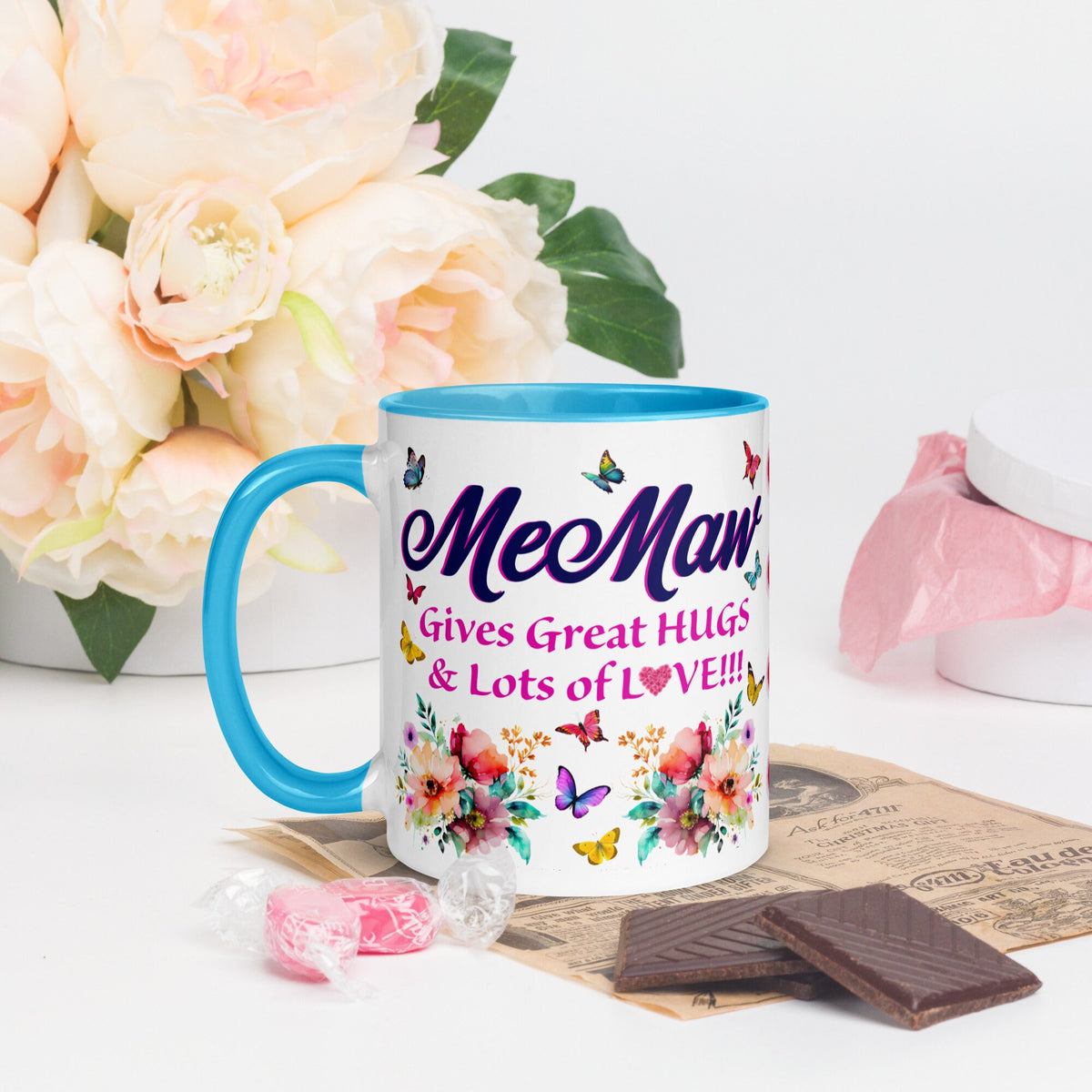 Memaw Gives Great HUGS Lots of LOVE Colorblock Ceramic Mug 6 colors 11 oz Graphic Tee – Fan Favorite · Trending Graphic Apparel