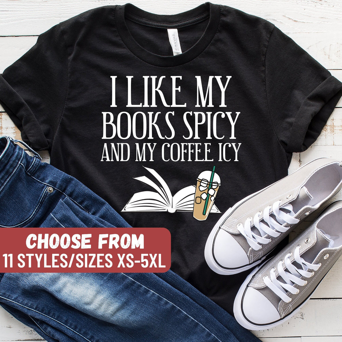 Funny Book Shirt Book Gift Iced Coffee Lover Gift Librarian Shirt Romance Novels Shirt I Like My Books Spicy And My Coffee Icy TShirt Graphic Tee – Easygoing Wear · Great Gift For Fans