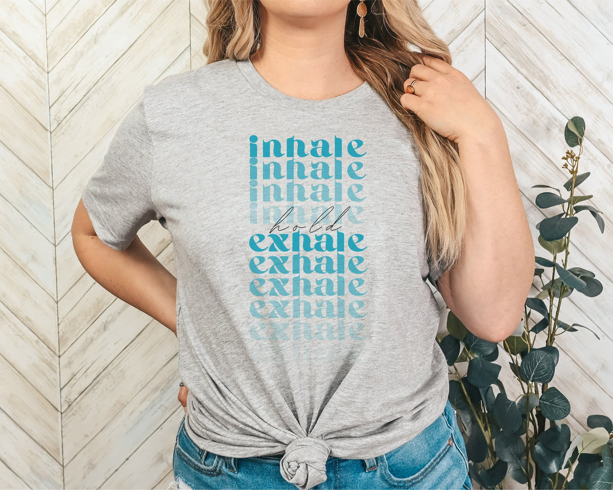 Inhale Exhale Self Care T Shirt Mindfulness Shirt Wellness Tee Yoga Shirt Gift for Her Gift for Him Self Care Clothing Mindful Gifts Graphic Tee – Cozy Vibes · High-Quality Print