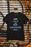 Genshin Impact Keep Calm And Play Genshin Impact T Shirt Black Unisex Gaming T Shirt Perfect Gift for Gamers and Genshin Impact Fans Graphic Tee – Everyday Comfort · Great Gift For Fans