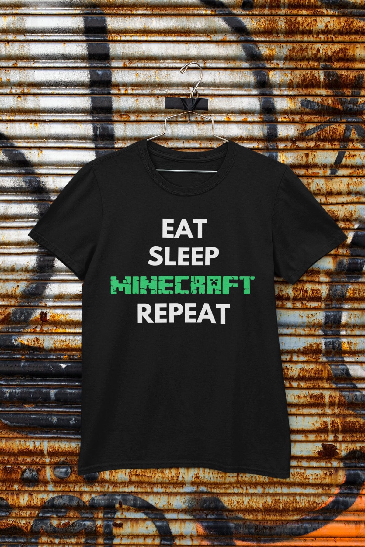 Minecraft Eat Sleep Minecraft Repeat T Shirt Gaming T Shirt Black Unisex T Shirt Perfect Gift for Gamers and Minecraft Fans Graphic Tee – Soft Feel · Top Pick For Any Outfit