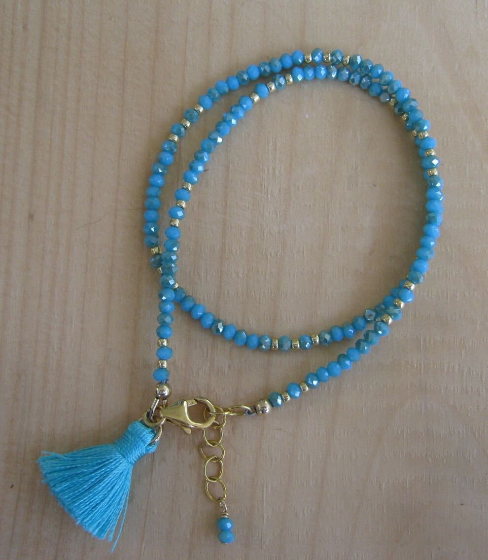 Turquoise Crystals and Gold Beads Double Bracelet w Turquoise Tassel on GF Chain 14quot wextender chain Graphic Tee – Fan Favorite · Top Pick For Any Outfit