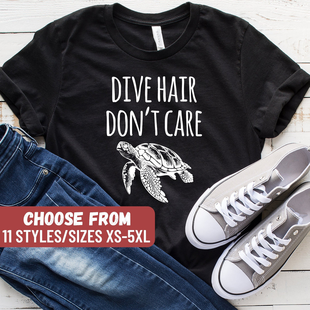 Scuba Diving Shirt Diver Shirt Scuba Diver Gift Diving Gifts Gift For Scuba Divers Sea Turtle Shirt Dive Hair Don39t Care TShirt Graphic Tee – Cozy Vibes · Perfect For Daily Wear