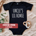 Newborn Outfit Baby Shower Gift Funny Baby Bodysuit Pregnancy Reveal Baby Announcement Baby Tees Uncle39s Lil Homie Baby Bodysuit Graphic Tee – Soft Feel · High-Quality Print