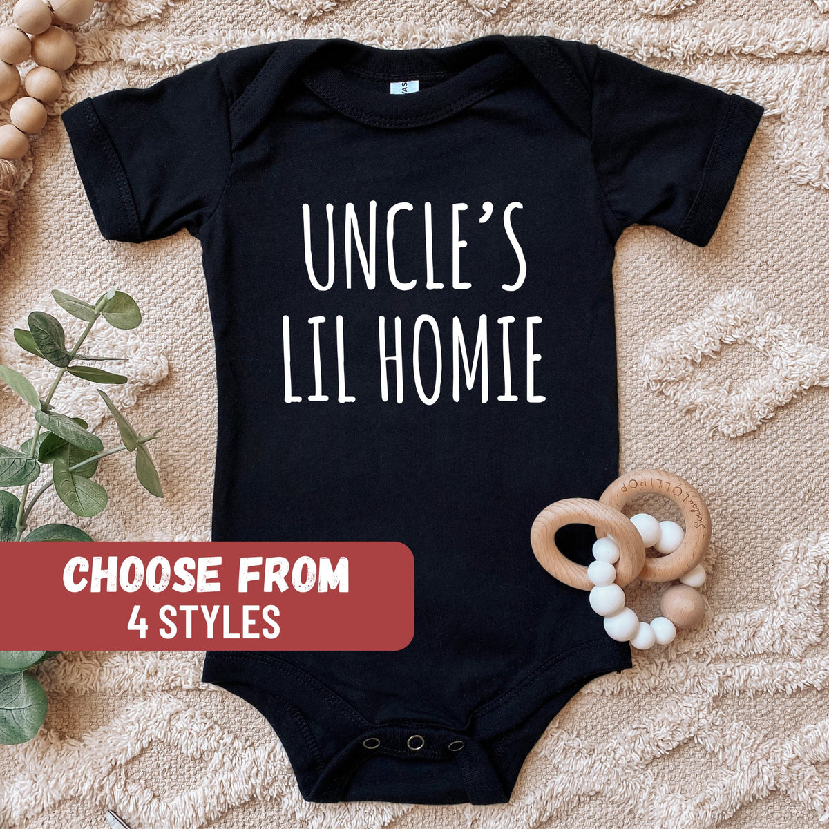 Newborn Outfit Baby Shower Gift Funny Baby Bodysuit Pregnancy Reveal Baby Announcement Baby Tees Uncle39s Lil Homie Baby Bodysuit Graphic Tee – Soft Feel · High-Quality Print