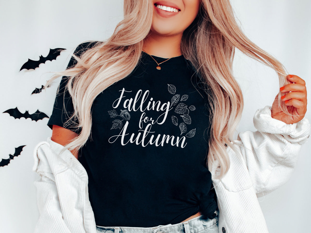 Funny Fall Tshirt Falling for Autumn Cute Womens Tshirt for Halloween Fall Shirts for Her Funny Autumn Tee Womens Shirts Unisex Tee Graphic Tee – Everyday Comfort · High-Quality Print