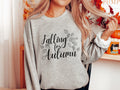 Cute Falling for Autumn Womens Pullover Sweatshirt Fun Autumn Leaves Sweatshirt for Fall Classic Graphic Pullover Womens Sweatshirt Sweatshirt – Aesthetic Look · Must-Have Style