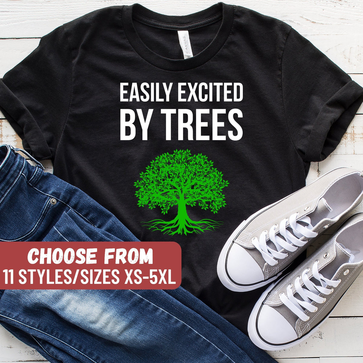 Funny Tree Shirt Tree Gift Tree Lover Arborist Shirt Arborist Gift Logger Shirt Logger Gift Easily Excited By Trees TShirt Graphic Tee – Aesthetic Look · Must-Have Style