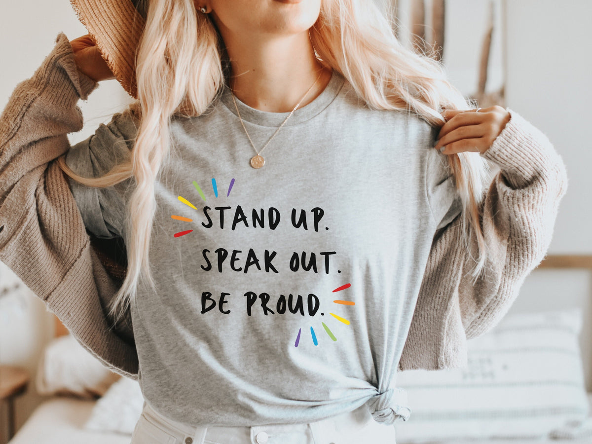 Stand Up Be Proud LGBTQIA Unisex T shirt Fun Pride Month Shirt Gender Neutral T Shirt LGBTQ Shirts Gift for LGBT Pride Trans Pride Tee Graphic Tee – Fan Favorite · Must-Have Style