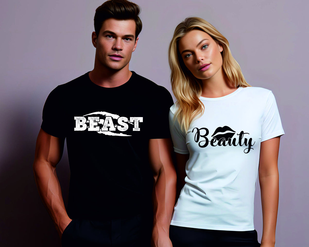 His And Hers Gifts Matching Couples Shirt Mr And Mrs TShirt Beauty Beast Graphic Tee – Aesthetic Look · Must-Have Style